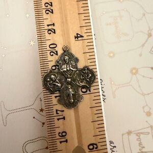 vintage Creed sterling silver four-way Catholic religious cross medal pendant